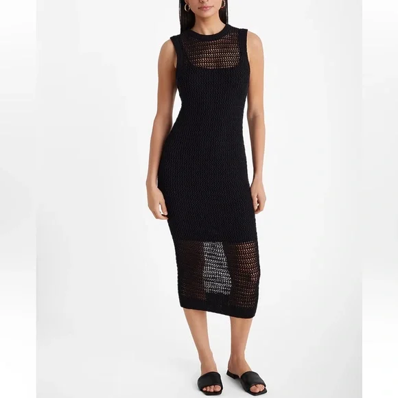 chinese dress ladies Black Crochet Lace Midi Dress
